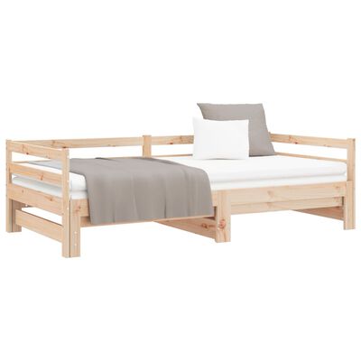 vidaXL Pull-out Day Bed without Mattress Solid Wood Pine 90x200 cm