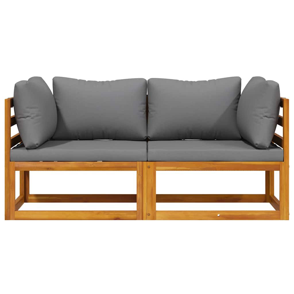 vidaXL Sectional Corner Sofas 2 pcs with Cushions Dark Grey
