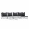 vidaXL 6 Piece Garden Lounge Set with Cushions White Steel