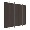 vidaXL 5-Panel Room Divider Brown 250x220 cm Fabric