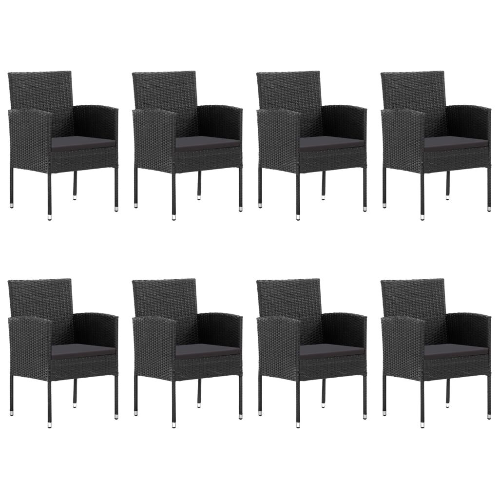 vidaXL 9 Piece Garden Dining Set Black