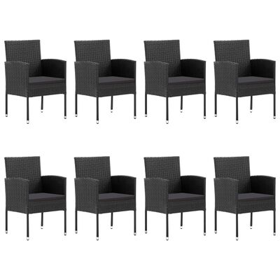vidaXL 9 Piece Garden Dining Set Black, black vidaXL 9 Piece Garden Dining Set Black
