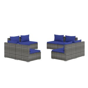 vidaXL 8 Piece Garden Lounge Set with Cushions Poly Rattan Grey