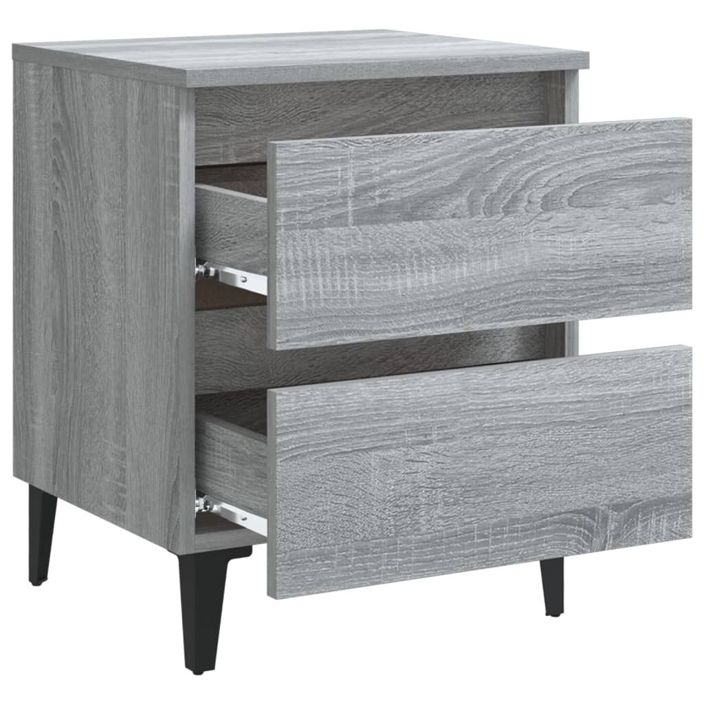 vidaXL Bed Cabinets with Metal Legs 2 pcs Grey Sonoma 40x35x50 cm