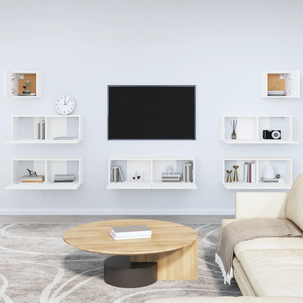 vidaXL 7 Piece TV Cabinet Set White Engineered Wood