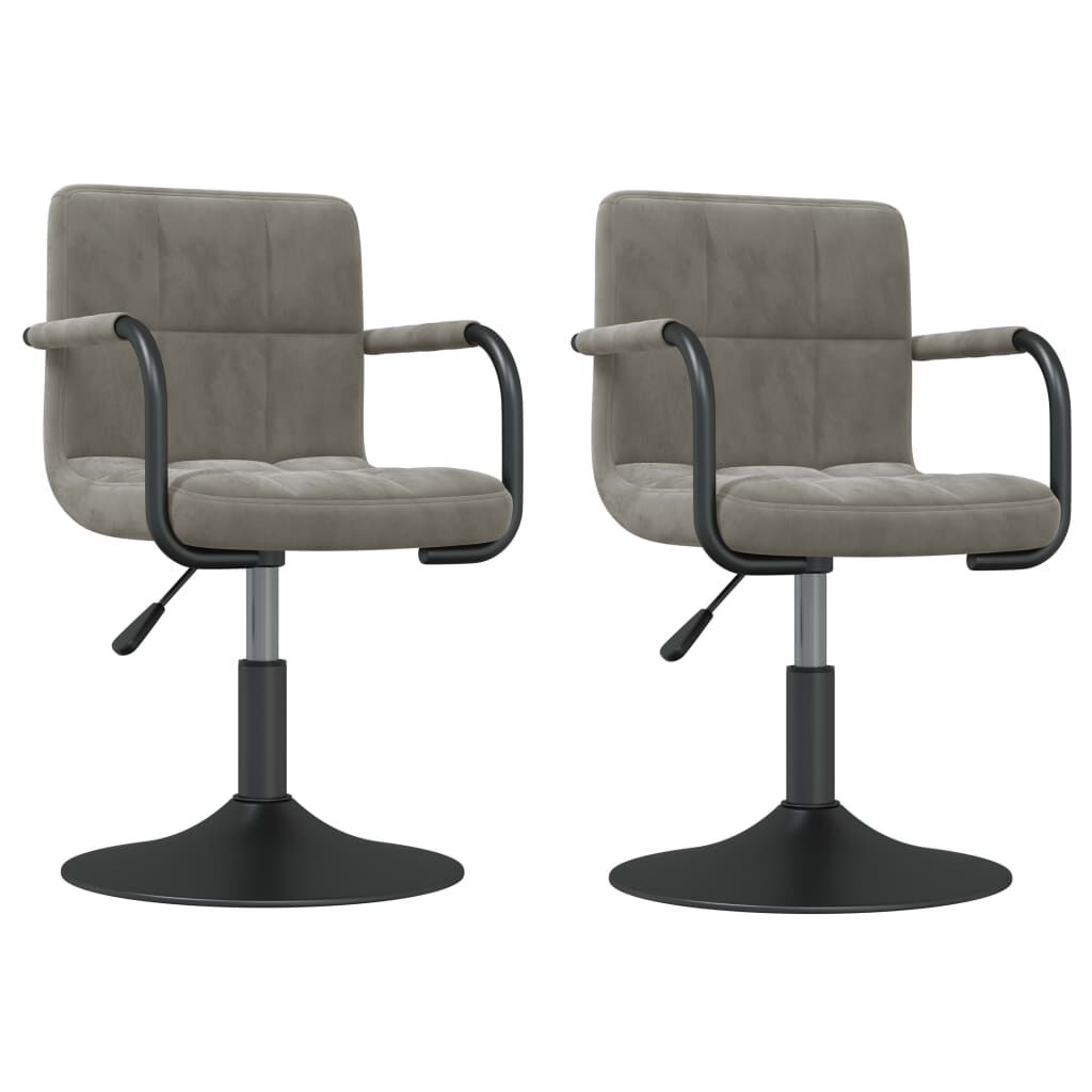 vidaXL Swivel Dining Chairs 2 pcs Light Grey Velvet