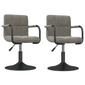 vidaXL Swivel Dining Chairs 2 pcs Light Grey Velvet