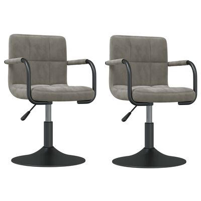 vidaXL Swivel Dining Chairs 2 pcs Light Grey Velvet, light grey vidaXL Swivel Dining Chairs 2 pcs Light Grey Velvet
