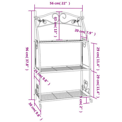 vidaXL Flower Rack Black 56x30x96 cm Steel,  vidaXL Flower Rack Black 56x30x96 cm Steel