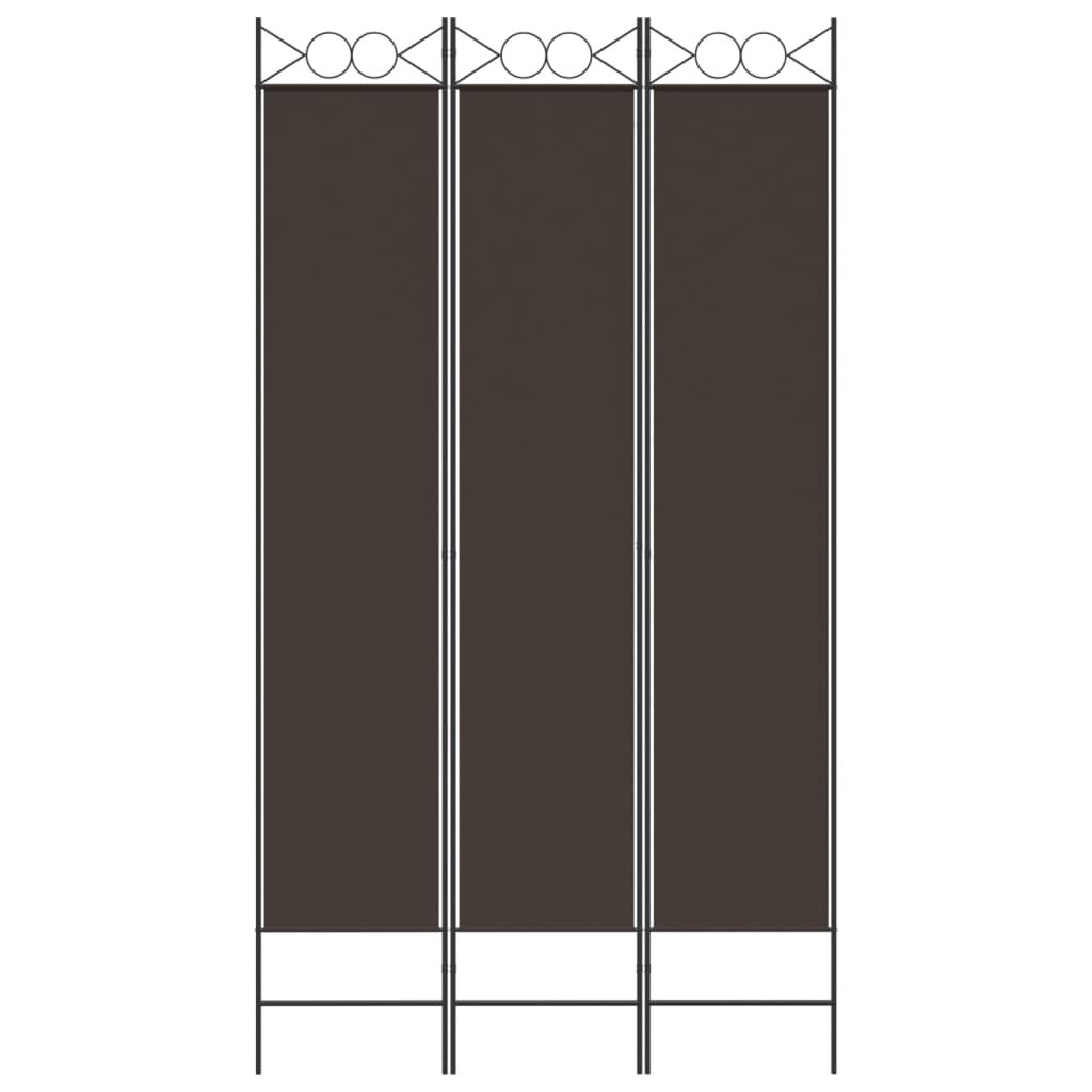 vidaXL 3-Panel Room Divider Brown 120x220 cm Fabric