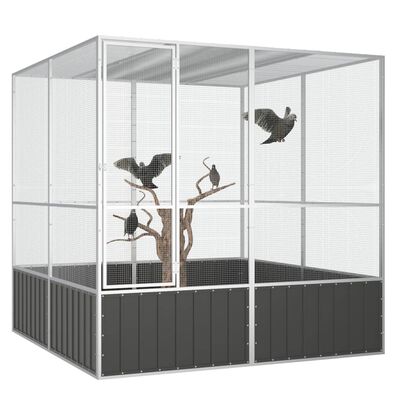 vidaXL Bird Cage Anthracite 213.5x217.5x211.5 cm Galvanised Steel