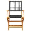 vidaXL 3 Piece Bistro Set Black Poly Rattan and Solid Wood