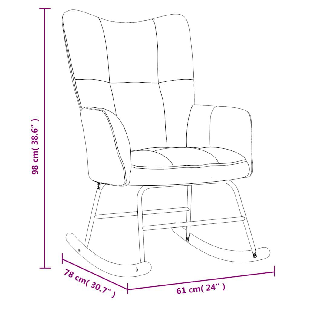 vidaXL Rocking Chair with a Stool Light Grey Velvet