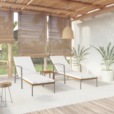 vidaXL Sun Loungers 2 pcs with Table Poly Rattan Brown, brown vidaXL Sun Loungers 2 pcs with Table Poly Rattan Brown