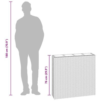 vidaXL Garden Raised Bed with 4 Pots Poly Rattan Grey, grey vidaXL Garden Raised Bed with 4 Pots Poly Rattan Grey