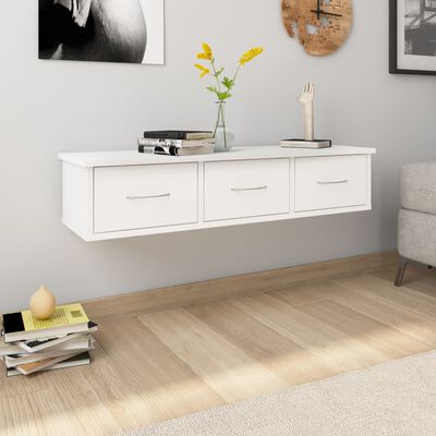 vidaXL Wall-mounted Drawer Shelf White 88x26x18.5 cm Engineered Wood, white vidaXL Wall-mounted Drawer Shelf White 88x26x18.5 cm Engineered Wood