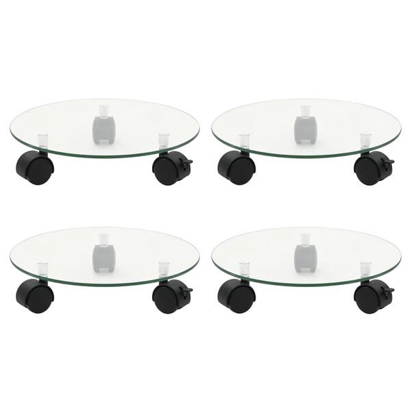 vidaXL Plant Rollers 4 pcs 28 cm Tempered Glass Round