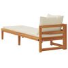vidaXL Sun Lounger with 1 Armrest Cream White Solid Acacia Wood