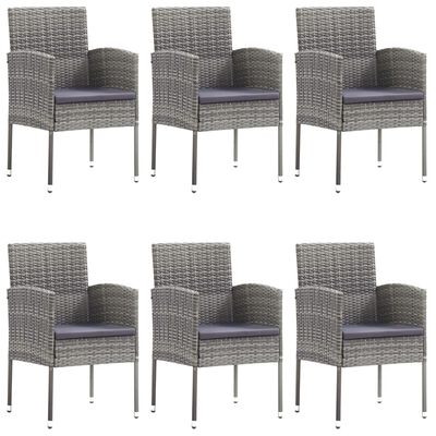 vidaXL 7 Piece Garden Dining Set Poly Rattan Anthracite & Grey, anthracite vidaXL 7 Piece Garden Dining Set Poly Rattan Anthracite & Grey