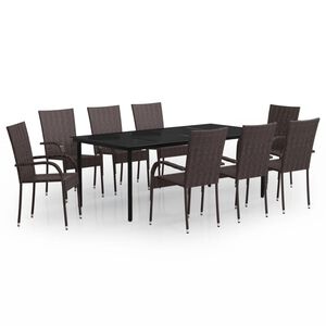 vidaXL 9 Piece Garden Dining Set Brown and Black