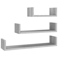 vidaXL Wall Display Shelves 3 pcs Grey Sonoma Engineered Wood, grey sonoma vidaXL Wall Display Shelves 3 pcs Grey Sonoma Engineered Wood