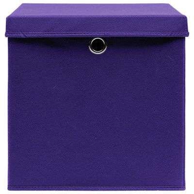 vidaXL Storage Boxes with Covers 10 pcs 28x28x28 cm Purple