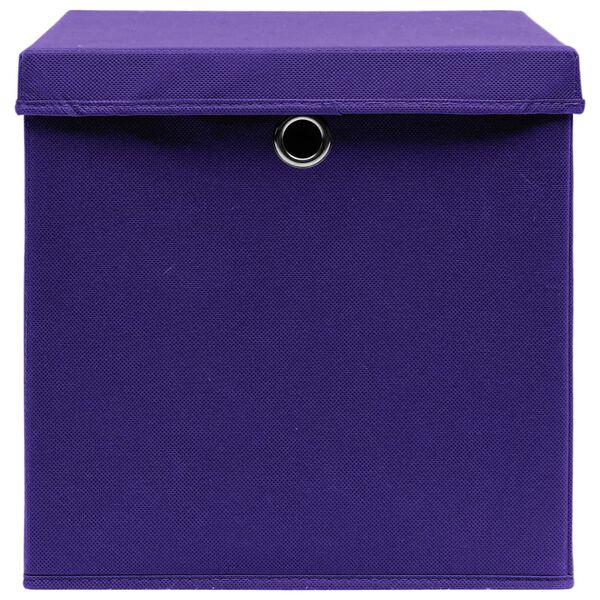 vidaXL Storage Boxes with Covers 10 pcs 28x28x28 cm Purple