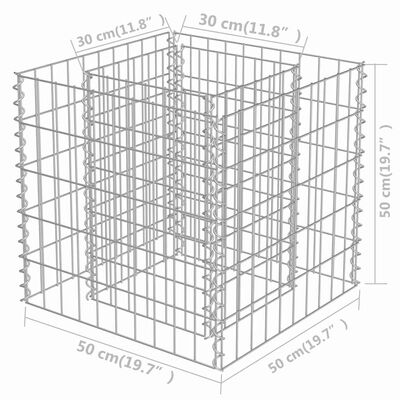 vidaXL Gabion Raised Bed Galvanised Steel 50x50x50 cm,  vidaXL Gabion Raised Bed Galvanised Steel 50x50x50 cm