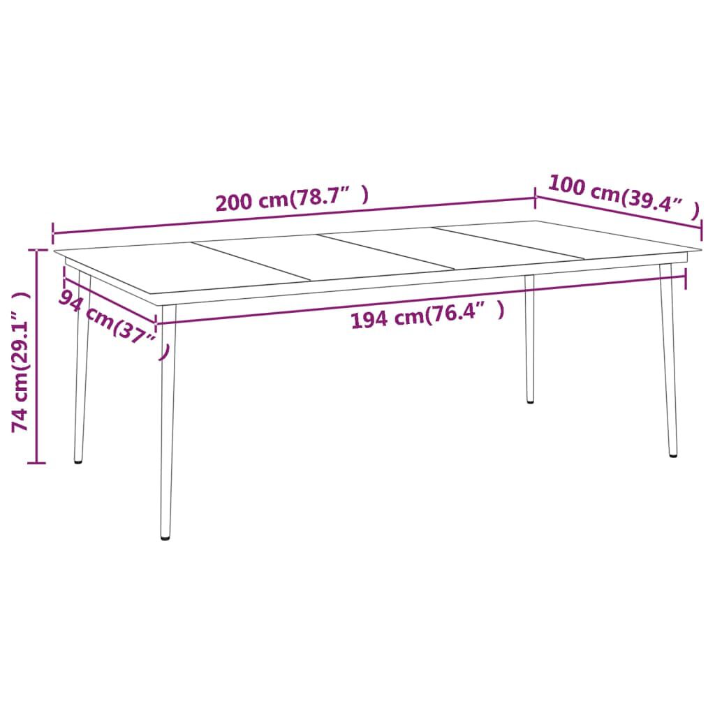 vidaXL 9 Piece Garden Dining Set with Cushions Grey