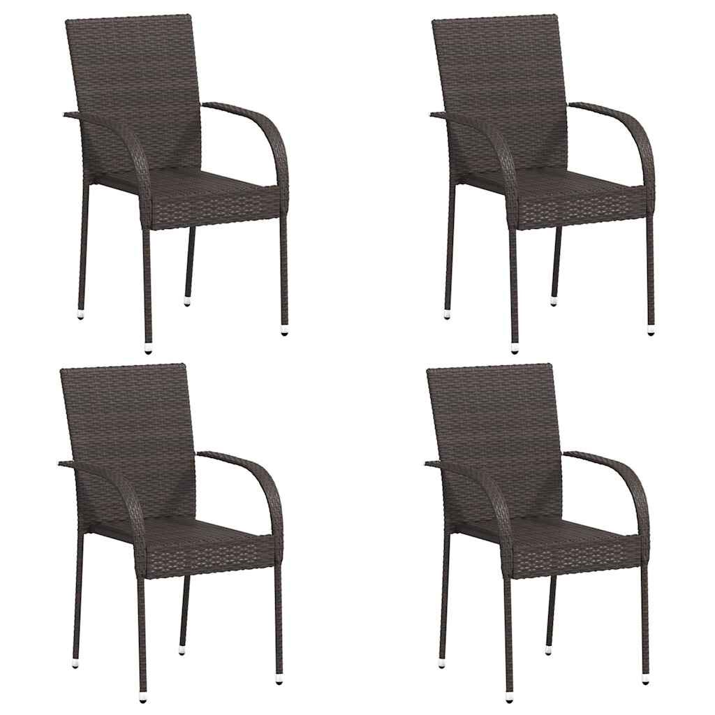 vidaXL Stackable Outdoor Chairs 4 pcs Poly Rattan Brown