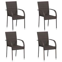 vidaXL Stackable Outdoor Chairs 4 pcs Poly Rattan Brown, brown vidaXL Stackable Outdoor Chairs 4 pcs Poly Rattan Brown