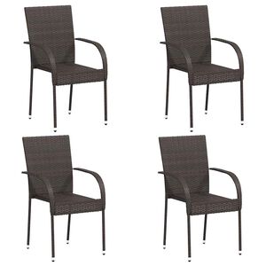 vidaXL Stackable Outdoor Chairs 4 pcs Poly Rattan Brown