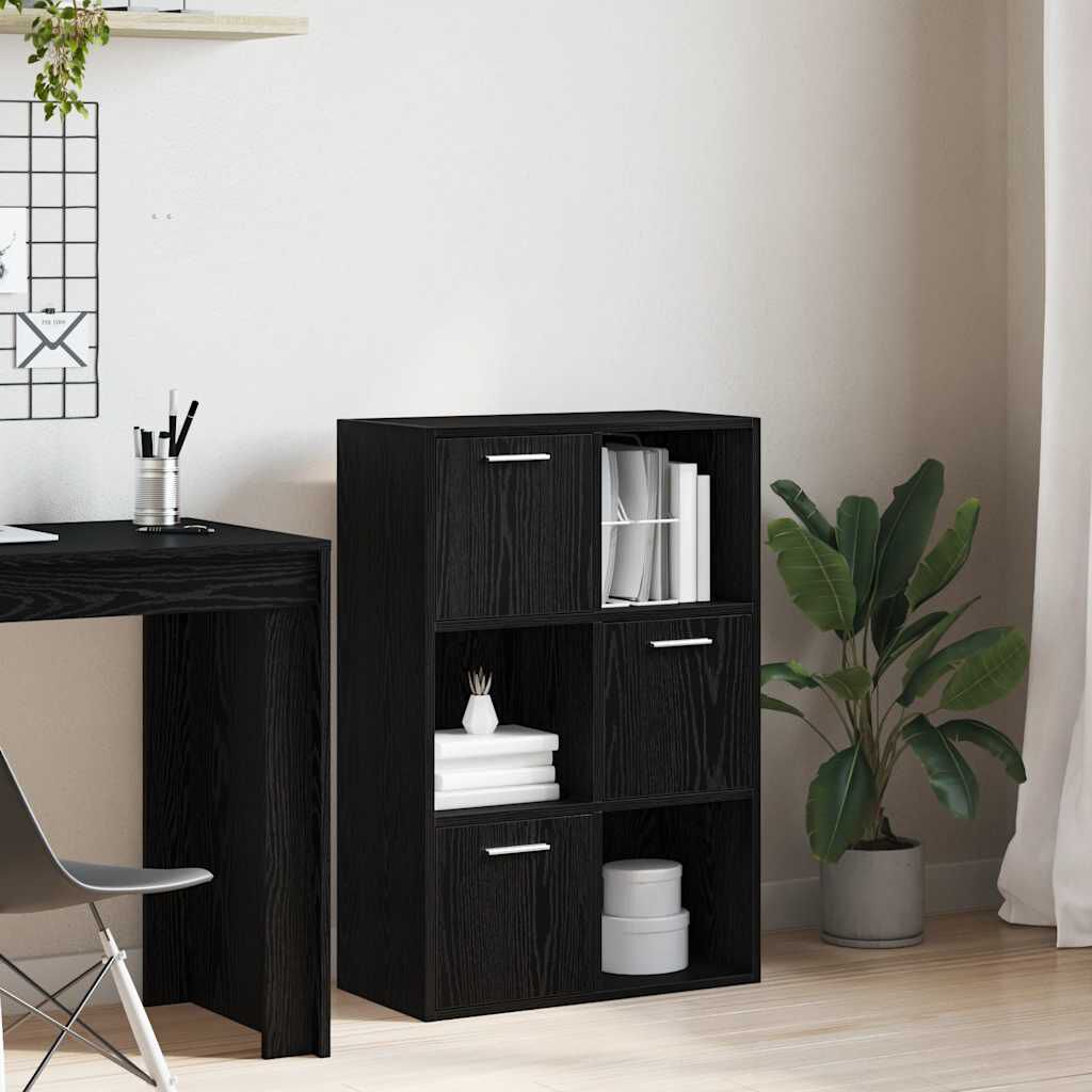 vidaXL Storage Cabinet Black 60x29.5x90 cm Engineered Wood