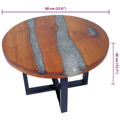 vidaXL Coffee Table Teak Resin 60 cm,  vidaXL Coffee Table Teak Resin 60 cm