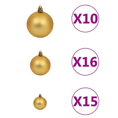 vidaXL Artificial Pre-lit Christmas Tree with Ball Set Green 210 cm