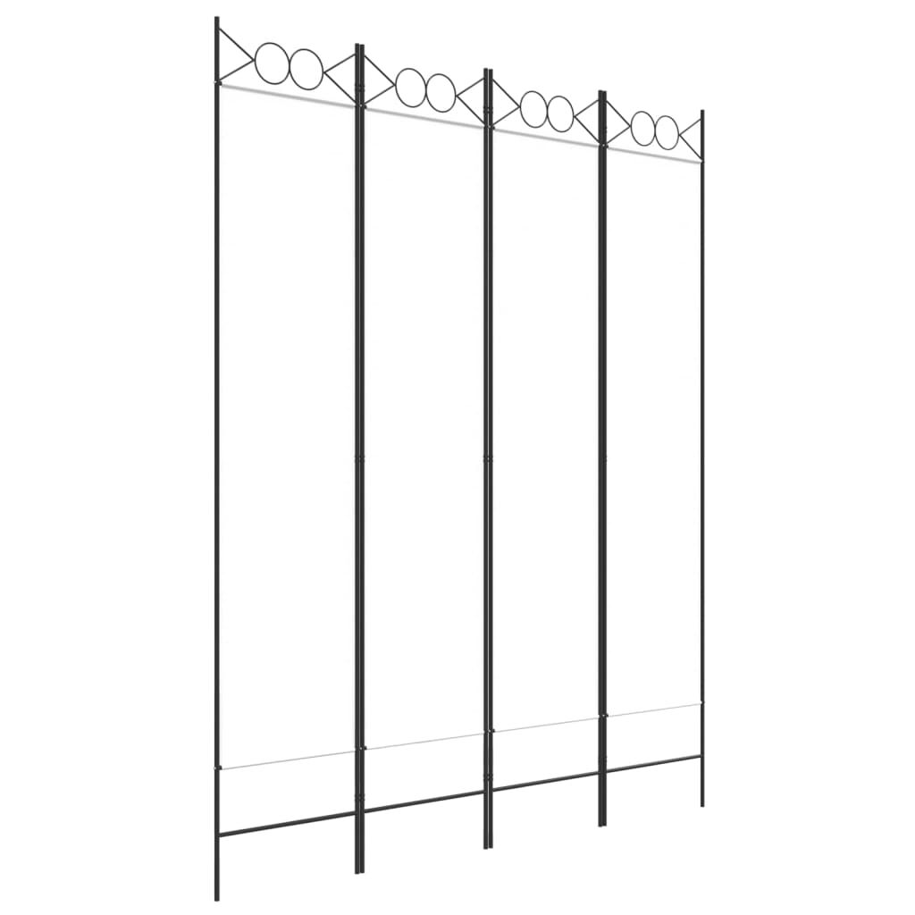 vidaXL 4-Panel Room Divider White 160x200 cm Fabric