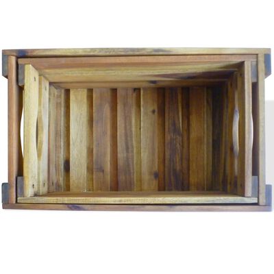 vidaXL Apple Crate Set 2 Pieces Solid Acacia Wood