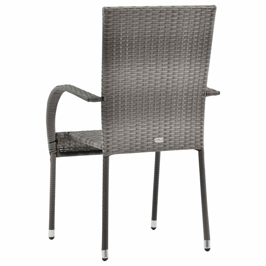 vidaXL Stackable Outdoor Chairs 4 pcs Grey Poly Rattan