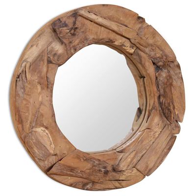 vidaXL Decorative Mirror Teak 60 cm Round,  vidaXL Decorative Mirror Teak 60 cm Round