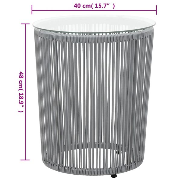 vidaXL 3 Piece Bistro Set with Cushions PE Rattan Grey