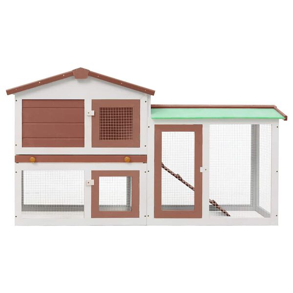 vidaXL Outdoor Large Rabbit Hutch Brown and White 145 x 45 x 84 Wood
