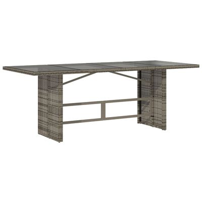 vidaXL Garden Table with Glass Top Grey 190x80x74 cm Poly Rattan