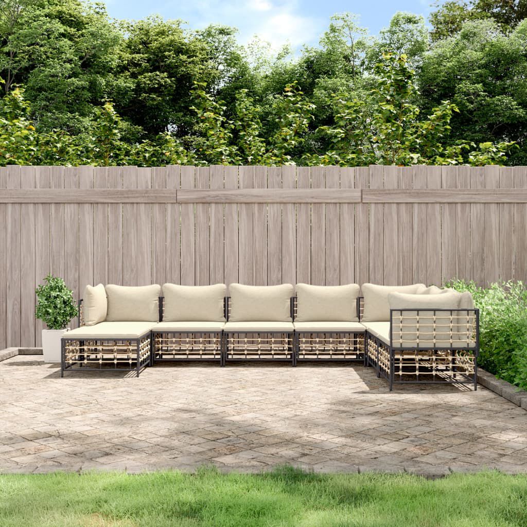 vidaXL 8 Piece Garden Lounge Set with Cushions Anthracite Poly Rattan