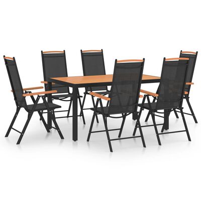 vidaXL 7 Piece Garden Dining Set Aluminium Black, black and brown vidaXL 7 Piece Garden Dining Set Aluminium Black