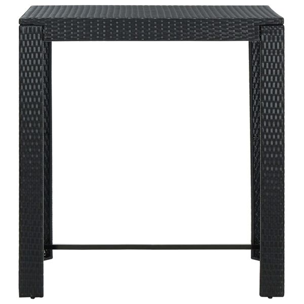 vidaXL 7 Piece Outdoor Bar Set with Cushions Poly Rattan Black