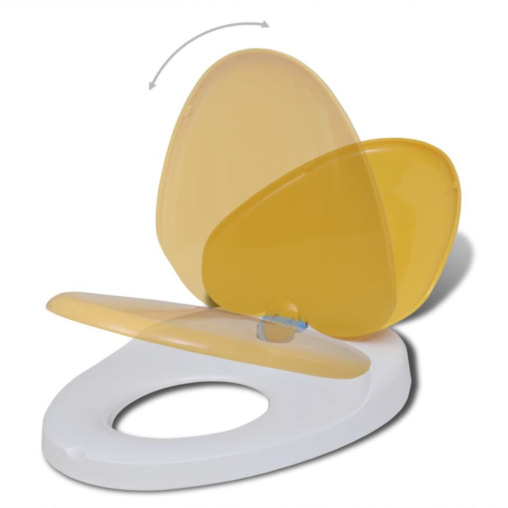 vidaXL Toilet Seats with Soft Close Lids 2pcs Plastic White and Yellow