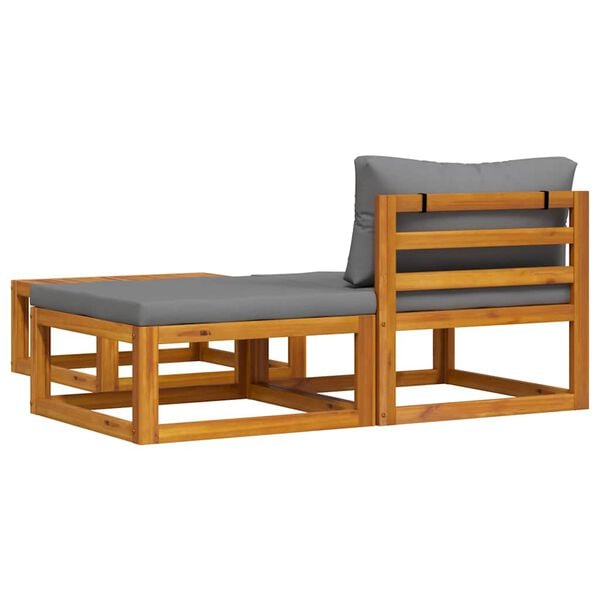vidaXL 3 Piece Garden Lounge Set with Cushions Solid Acacia Wood