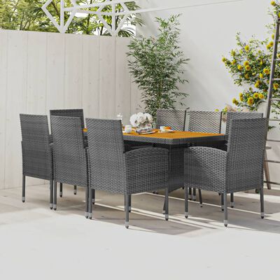vidaXL 9 Piece Outdoor Dining Set Poly Rattan Grey, grey vidaXL 9 Piece Outdoor Dining Set Poly Rattan Grey