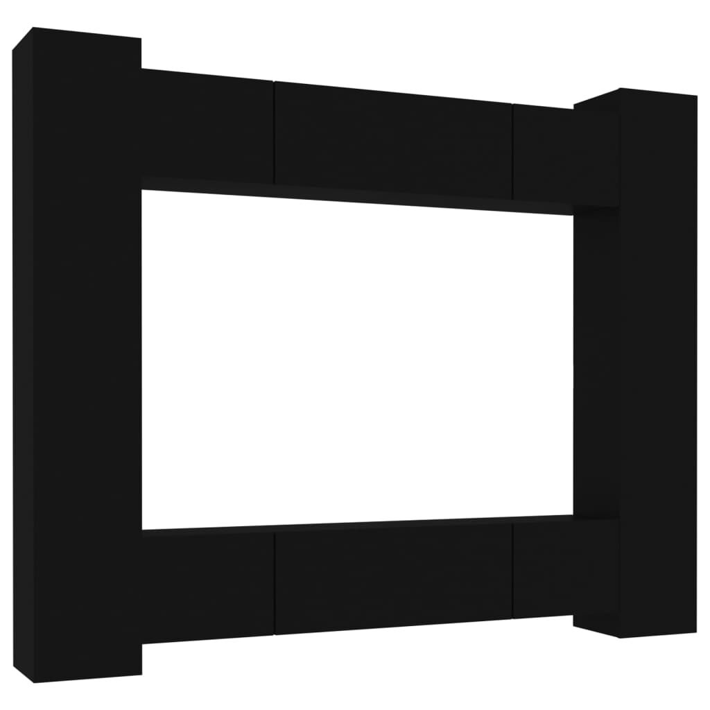 vidaXL 8 Piece TV Cabinet Set Black Engineered Wood