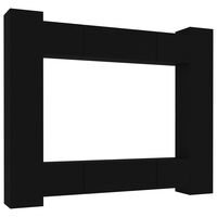 vidaXL 8 Piece TV Cabinet Set Black Engineered Wood